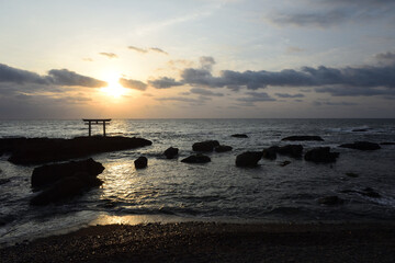 Fototapeta premium Oarai shrine, Pacific ocean, Ibaraki, Japan
