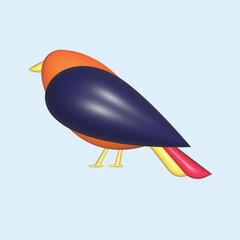 Flying bird concept. Realistic 3d object cartoon style.