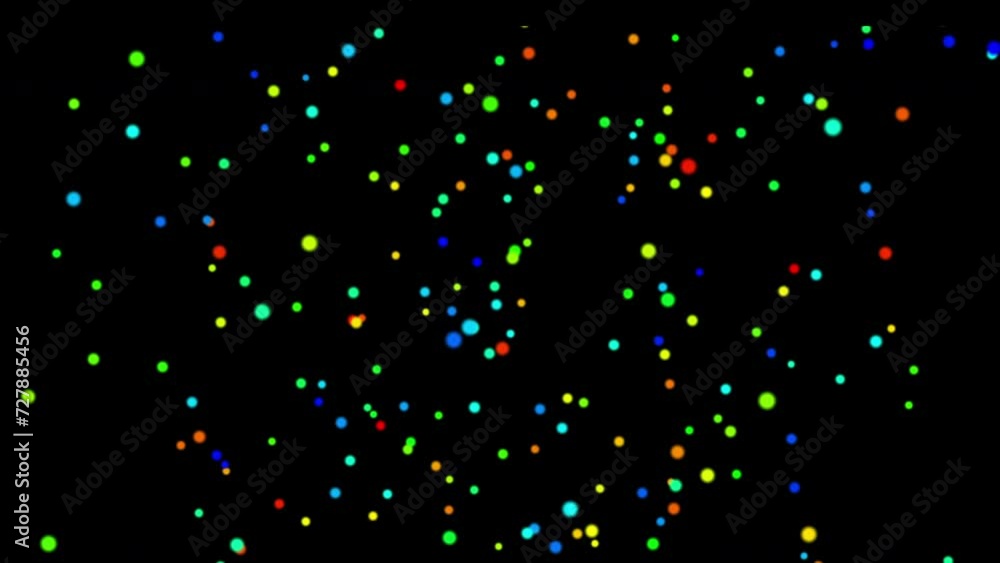Poster multi-colored particles fly randomly in endless outer space. night sky. beautiful night background. 