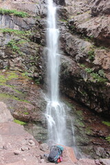 waterfall in the mountains , the high atlas mountain of morocco toubkal national park