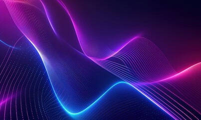 Glowing neon wave lines with bokeh color abstract background. Generate AI image