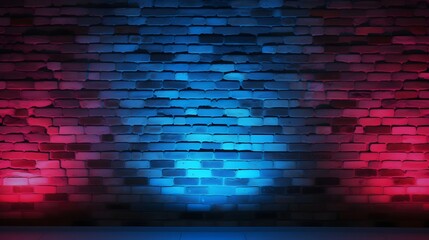 a brick wall with a red and blue light