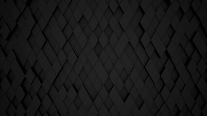 Abstract black modern architecture 3D background with black rhombus on the wall.