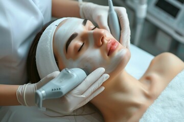 Professional Facial Treatment at Modern Beauty Clinic. Generative ai - obrazy, fototapety, plakaty