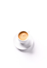Cup of coffee isolated on white background. Close up	