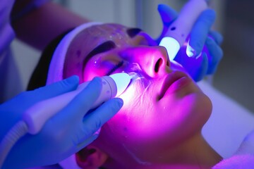 Professional Facial Treatment at Modern Beauty Clinic. Generative ai