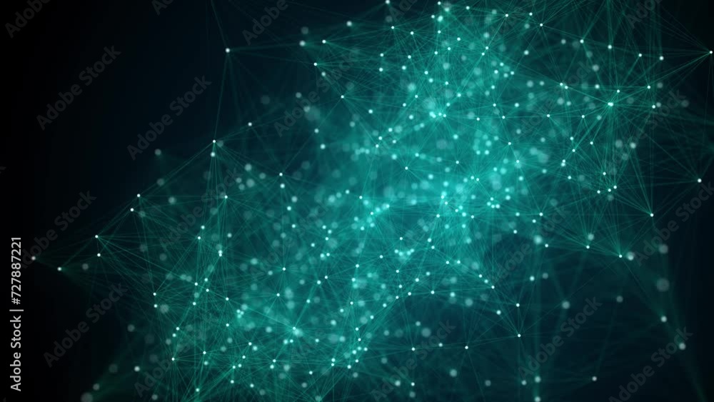 Poster Network connection structure. Blue science background. Abstract digital background. Big data visualization. 3d rendering.