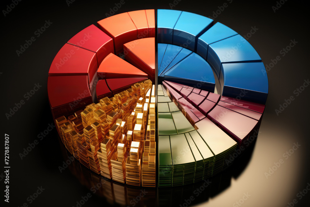 Poster a chic, stylized pie chart conveys the distribution of resources and investments, showcasing a sophi