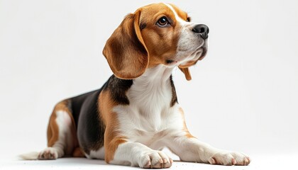 beautiful beagle dog on white background