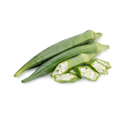 Fresh okra isolated on white background