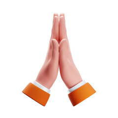 3D illustration of sorry hand gesture