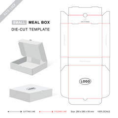 Ramadan Meal box die cut template with 3D mockup for food packaging