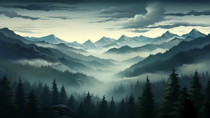 Obraz premium Majestic mountains, panoramic peaks PPT background