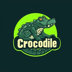 flat vector logo of animal Crocodile Vector image, White Background