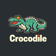 flat vector logo of animal Crocodile Vector image, White Background