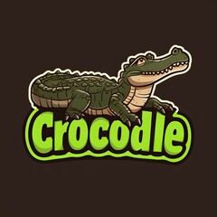 Obraz premium flat vector logo of animal Crocodile Vector image, White Background