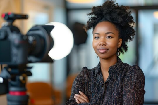 A Businesswoman Producing A Documentary On Female Leadership, Exploring Success Stories, Challenges, And The Impact Of Women In Leadership Roles.