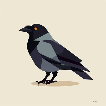 flat vector logo of animal Crow Vector image, White Background