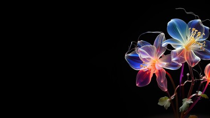 colorful flowers on dark screen