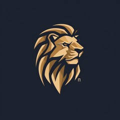 flat vector logo of animal lion gaming regal lion logo for a trustworthy real estate company using bold lines