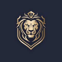 flat vector logo of animal lion regal lion logo for a trustworthy real estate company using bold lines