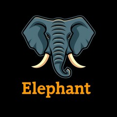 flat vector logo of animal Elephant Vector image, White Background