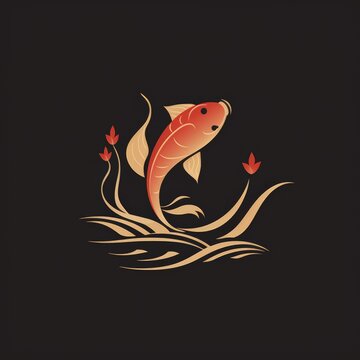 Flat logo vector logo of koi fish flat koi fish logo for a spa and wellness center, capturing tranquility and balance