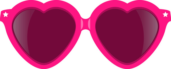 Heart shaped fancy party glasses, vector cartoon