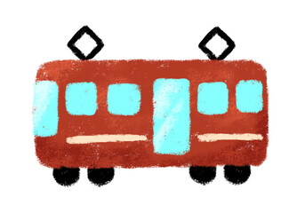 レトロな色の電車　クレヨンタッチ