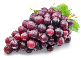 Cluster of red table grape covered with small water drops. File contains clipping path.