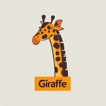 flat vector logo of animal Giraffe Vector image, White Background