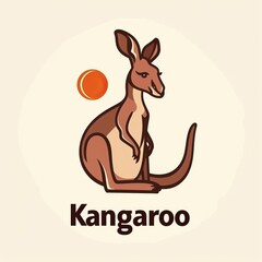 flat vector logo of animal Kangaroo Vector image, White Background