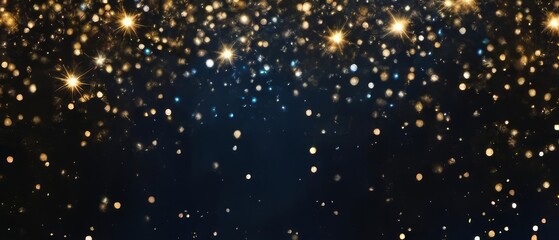 Fototapeta na wymiar De focused blue gold background of abstract glitter lights. 