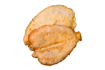 Delicious battered chicken breast chops with salt, spices and herbs