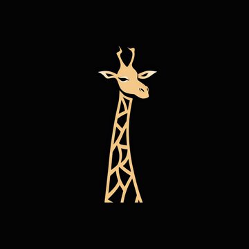 Flat logo vector logo of giraffe stylish flat giraffe logo for a fashion brand, highlighting uniqueness and sophistication