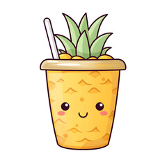 a cartoon of a pineapple drink
