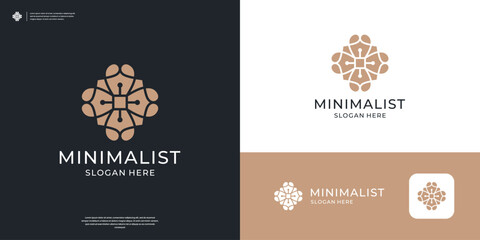 Geometric flower floral logo design template