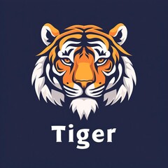 flat vector logo of animal Tiger Vector image, White Background