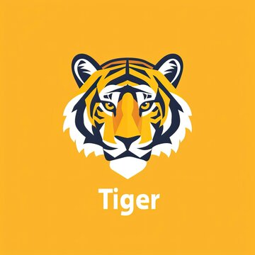 flat vector logo of animal Tiger Vector image, White Background