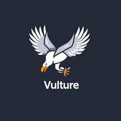 flat vector logo of animal Vulture Vector image, White Background