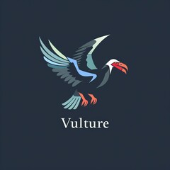 flat vector logo of animal Vulture Vector image, White Background