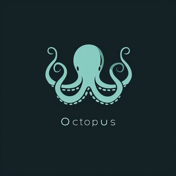 flat vector logo of animal Octopus Vector image, White Background