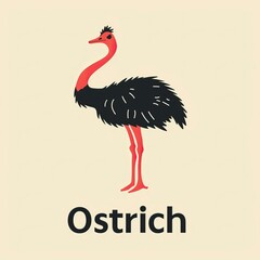 flat vector logo of animal Ostrich Vector image, White Background