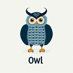 flat vector logo of animal Owl Vector image, White Background