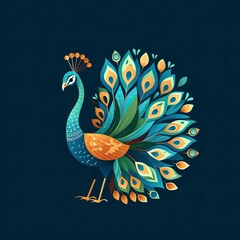 flat vector logo of animal Peacock Vector image, White Background