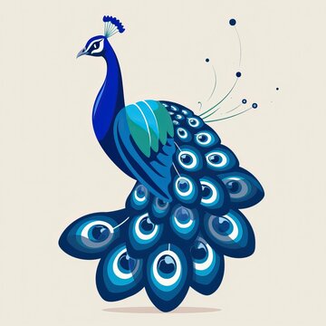 flat vector logo of animal Peacock Vector image, White Background
