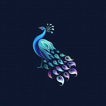 flat vector logo of animal Peacock Vector image, White Background