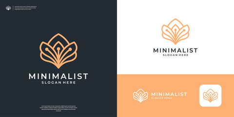 Minimalist lotus flower logo design vector illustration