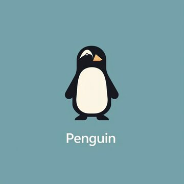 flat vector logo of animal Penguin Vector image, White Background