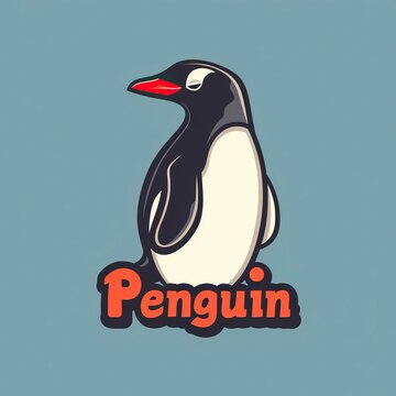 flat vector logo of animal Penguin Vector image, White Background
